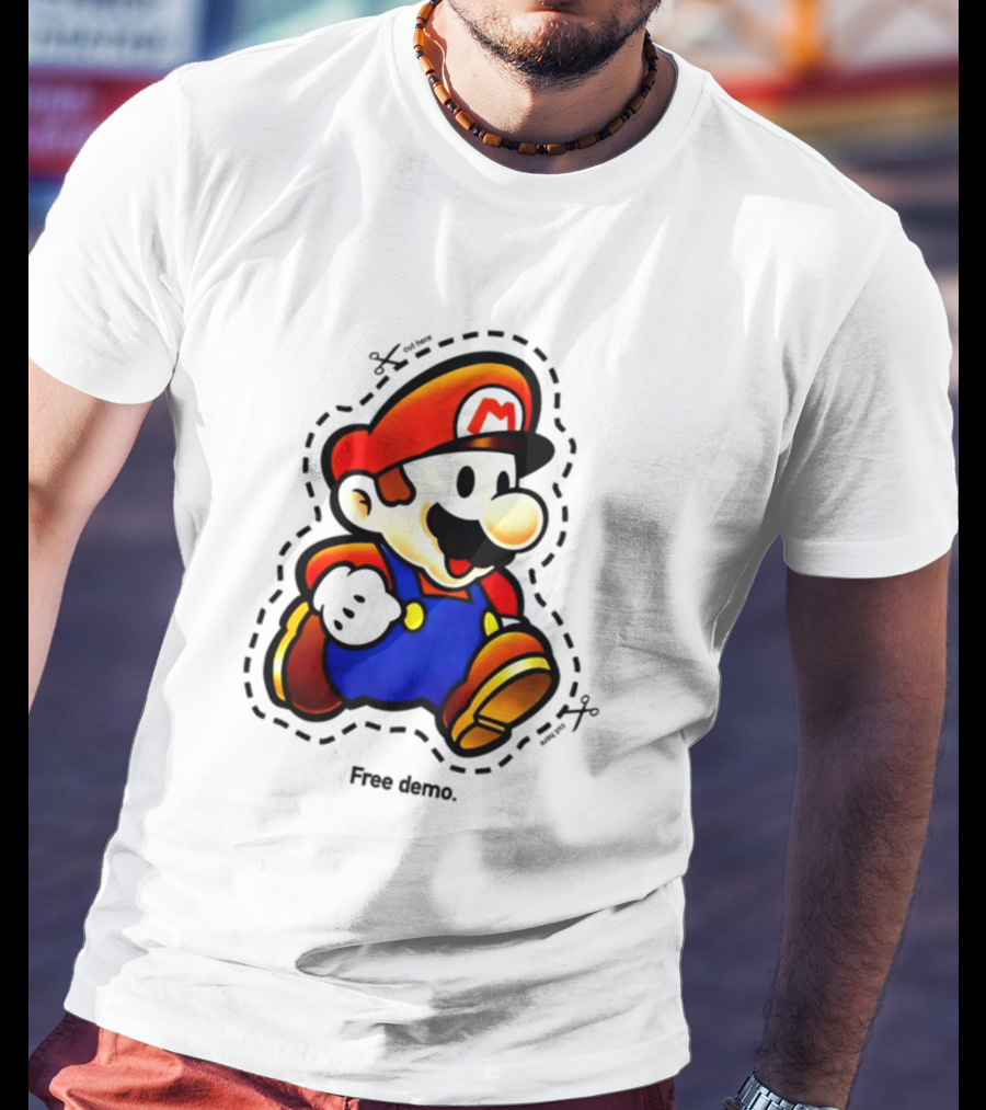 Mario Free Demo Adventure Icon With Cutout Outline T-Shirt