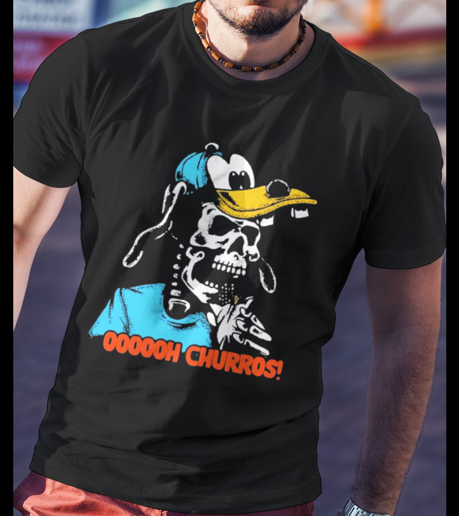 Oooooh Churros Skeleton Dog Character Eating Snack T-Shirt