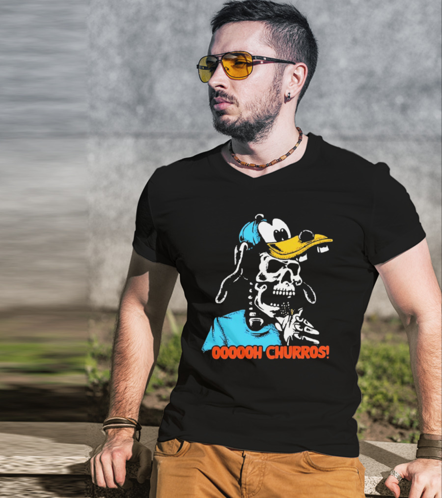 Oooooh Churros Skeleton Dog Character Eating Snack T-Shirt