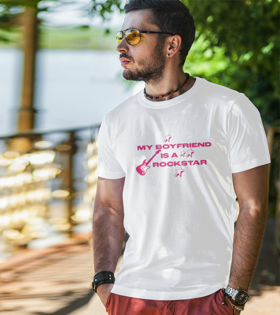 My Boyfriend Is A Rockstar Guitar Stars T-Shirt