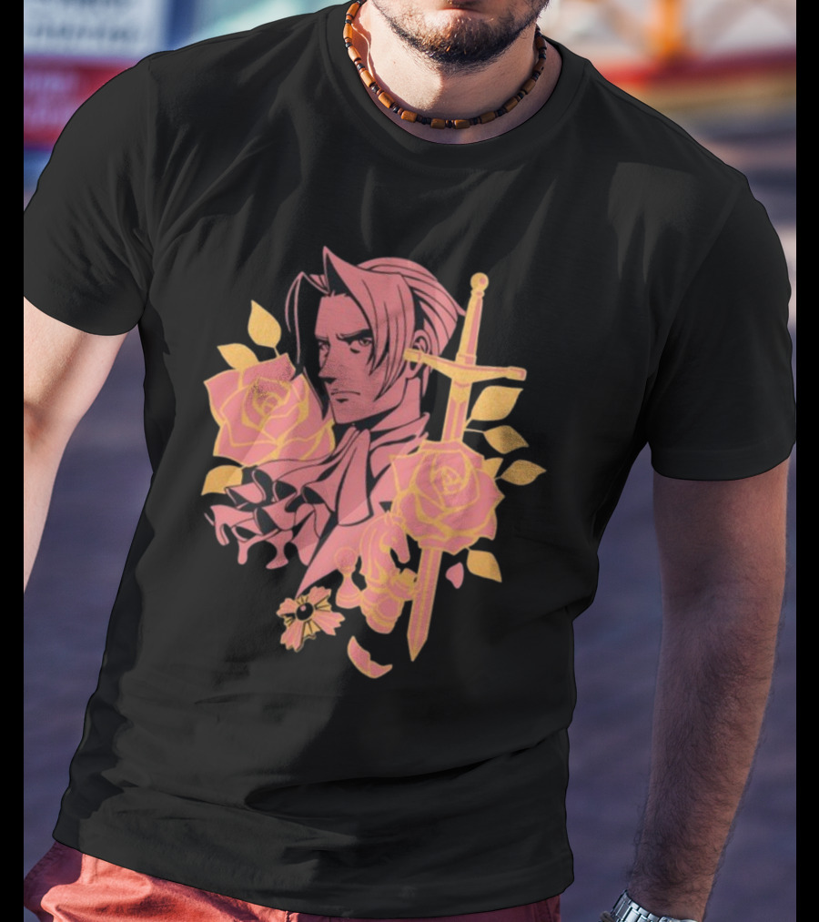 Fangamer King Of Prosecutors Miles Edgeworth Roses Sword Medallion T-Shirt