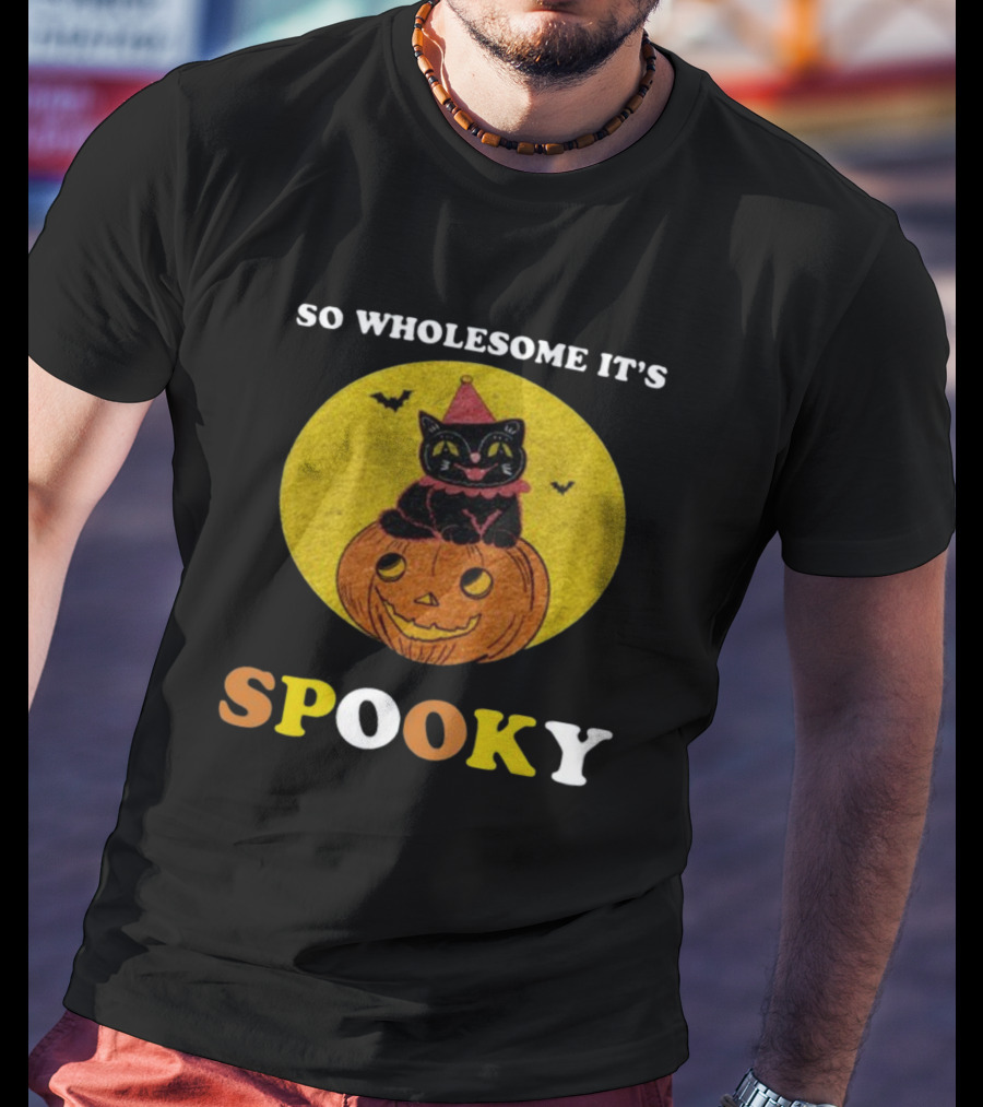 So Wholesome It's Spooky Black Cat Jack-o'-Lantern Halloween T-Shirt
