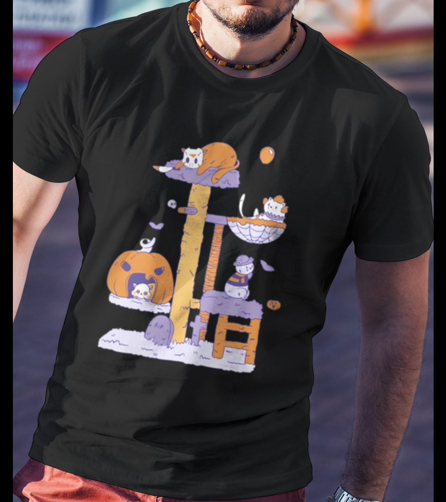 Gotfunny Cat Horror Icons Pumpkin Halloween Playhouse T-Shirt