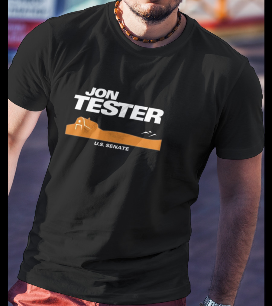 Jon Tester U.S. Senate Barn Landscape Logo Jontester Shop T-Shirt