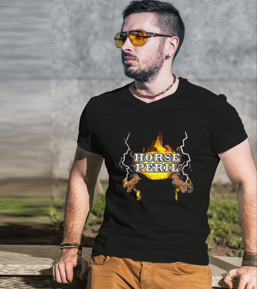 Horse Peril Flames And Lightning With Horses T-Shirt