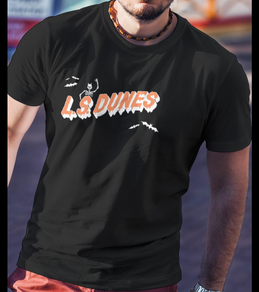 L.S. Dunes Skeleton With Bats Spooky T-Shirt