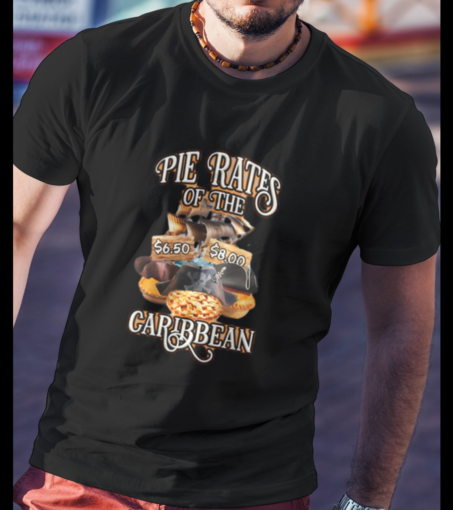 Pie Rates Of The Caribbean $6.50 $8.00 Pirate Hat And Ship Adventure T-Shirt