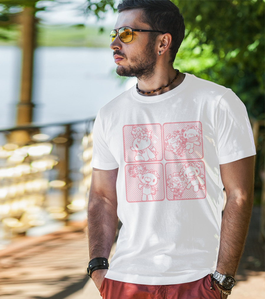 Morichack Ironmouse X GloomyBear Pink Graphic Quadrants T-Shirt