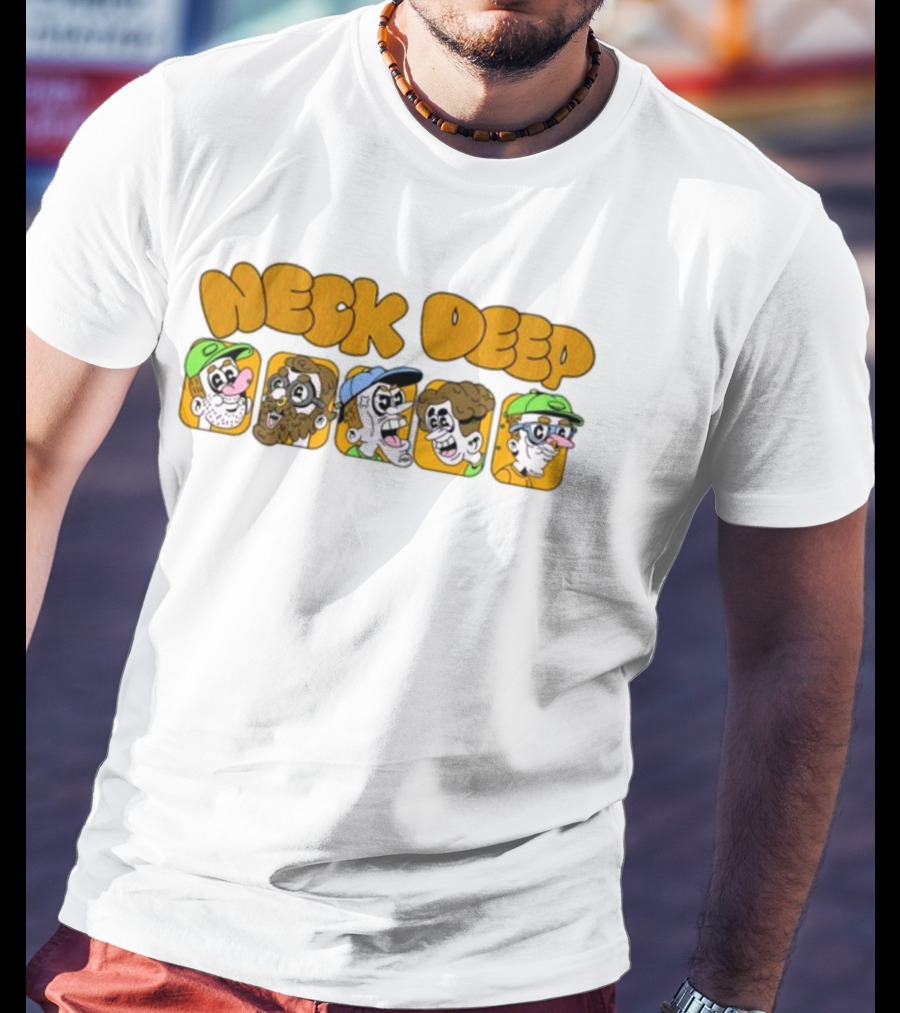 Neck Deep Cartoon Band Character Faces T-Shirt