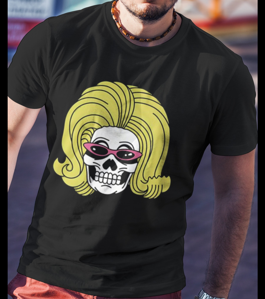 Juno Birch Death Skull Blonde Wig Pink Sunglasses T-Shirt