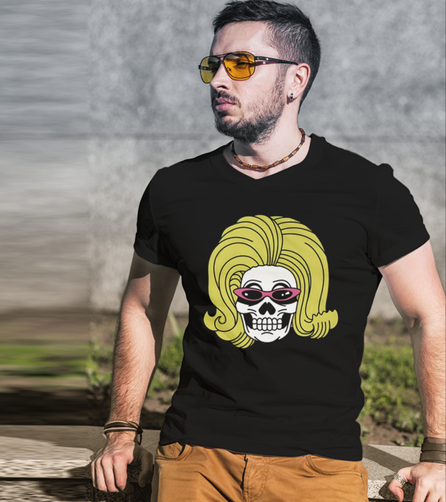 Juno Birch Death Skull Blonde Wig Pink Sunglasses T-Shirt