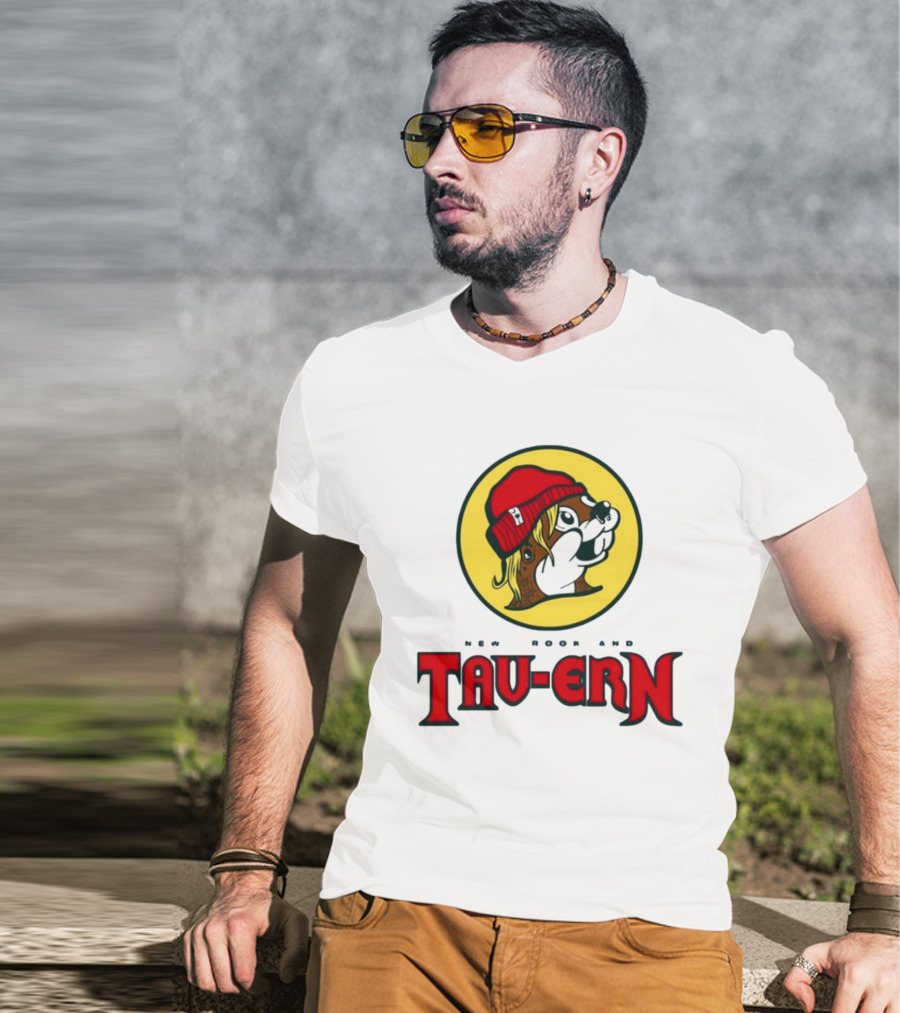 New Brookland Tavern Buc-Ees Nbt Logo With Red Hat Mascot T-Shirt