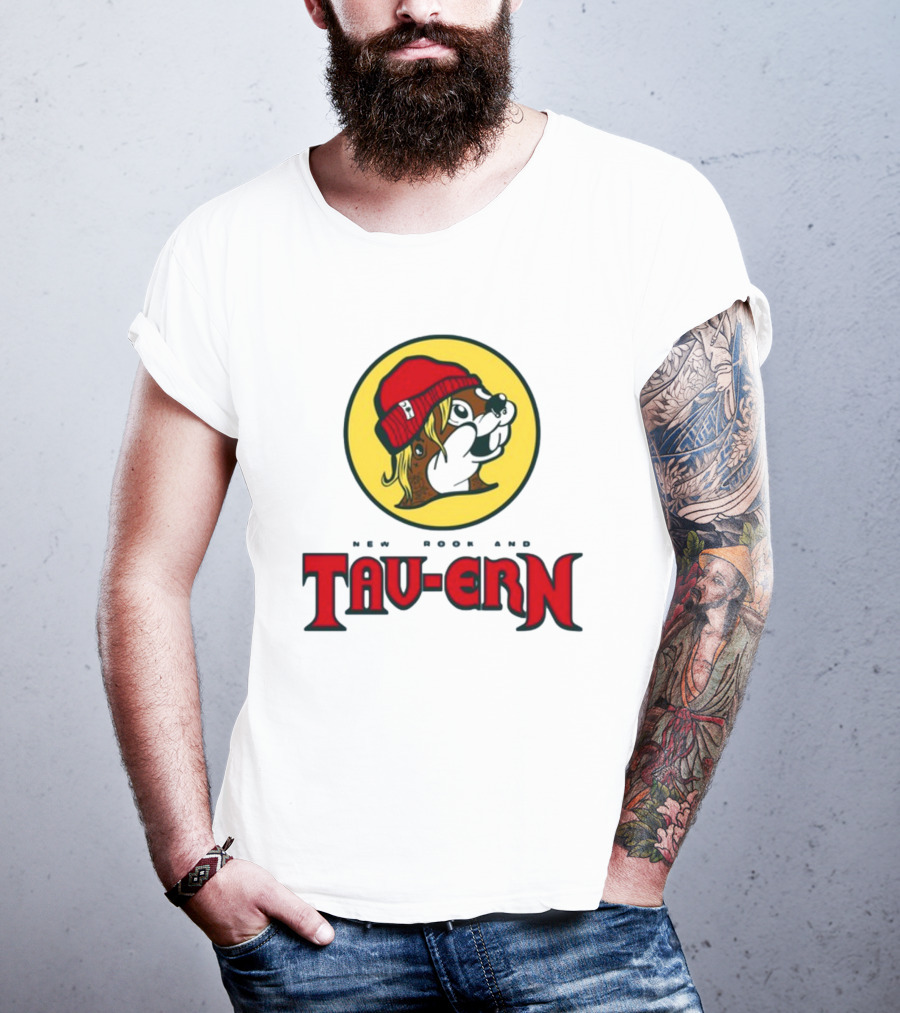 New Brookland Tavern Buc-Ees Nbt Logo With Red Hat Mascot T-Shirt