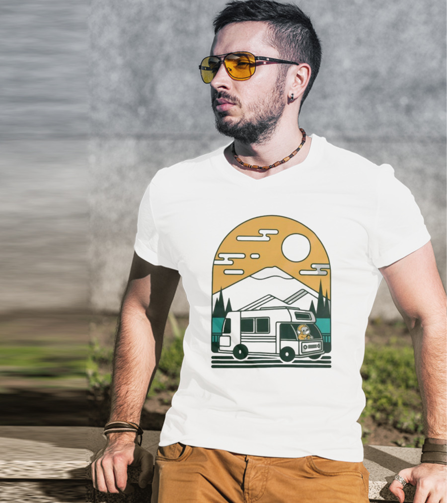 Cdawgva Road Trippin Camper Adventure Under A Mountain Sunrise T-Shirt