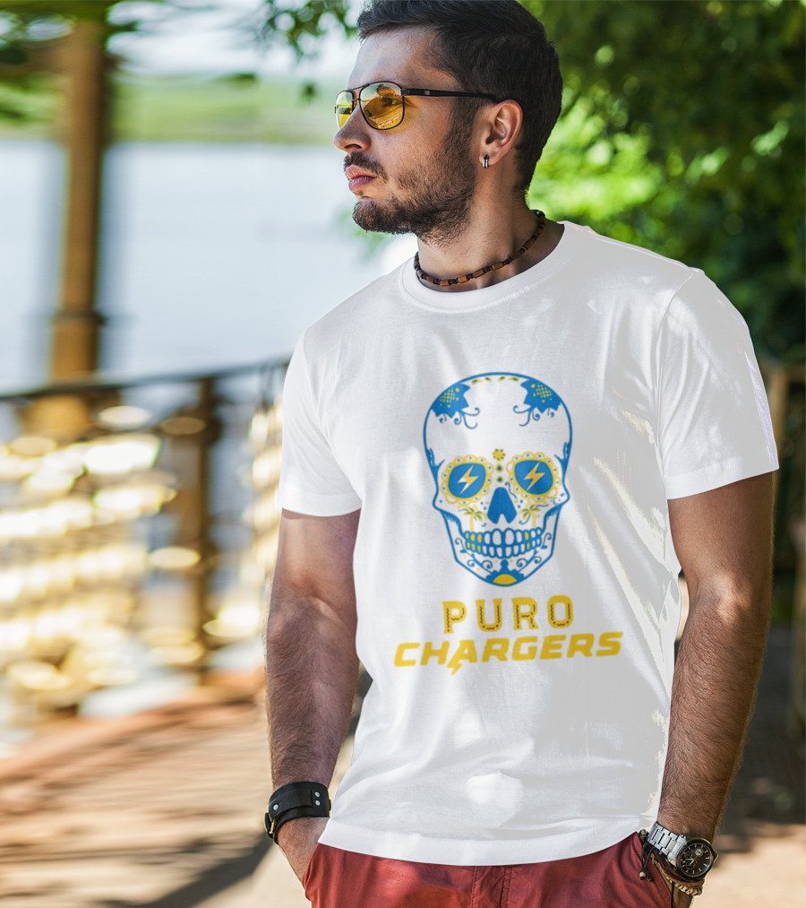 Puro Chargers Skull Lightning Bolt T-Shirt