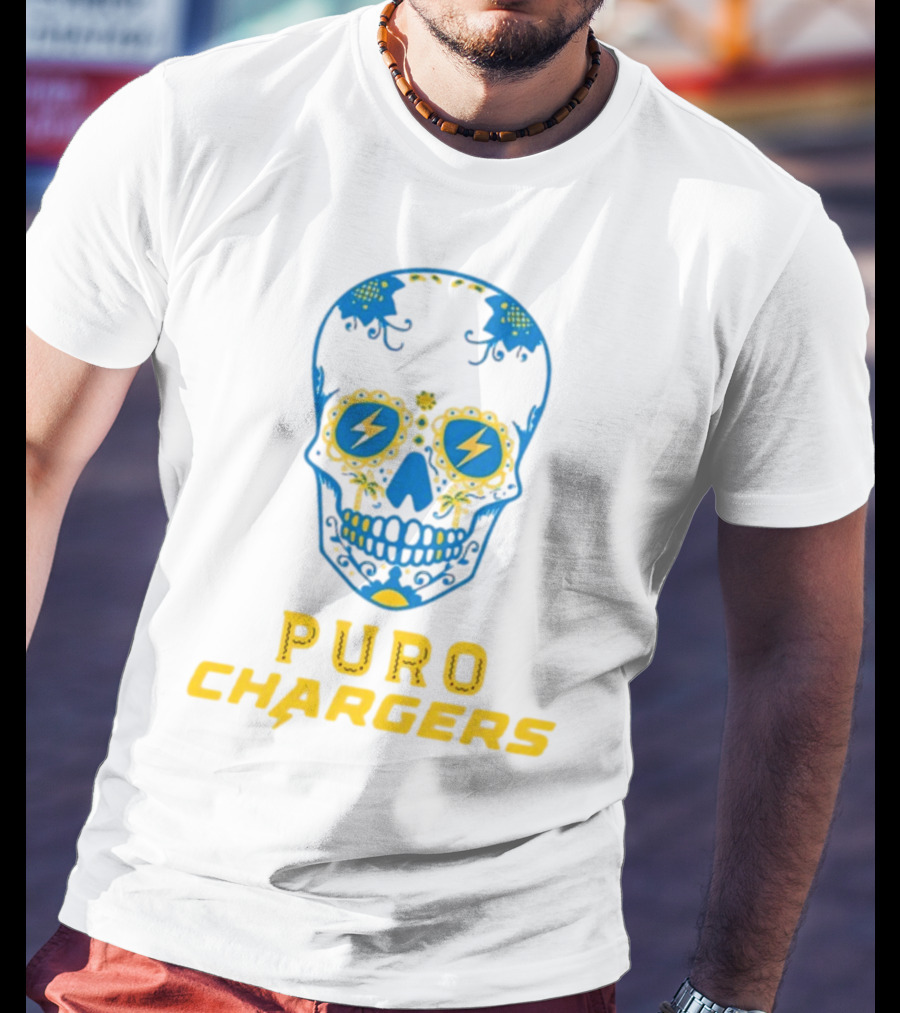 Puro Chargers Skull Lightning Bolt T-Shirt