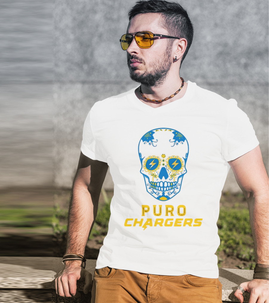 Puro Chargers Skull Lightning Bolt T-Shirt