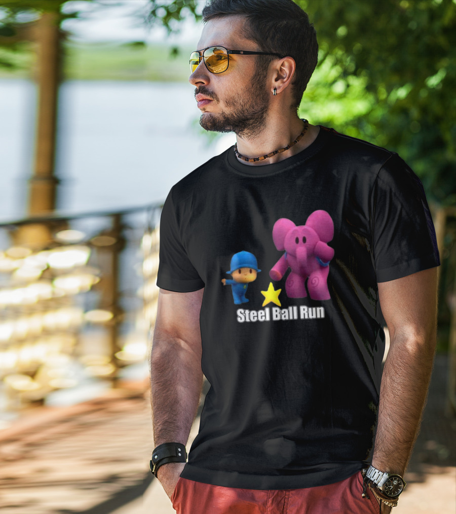 Pocoyo And Pink Elephant Star Steel Ball Run T-Shirt