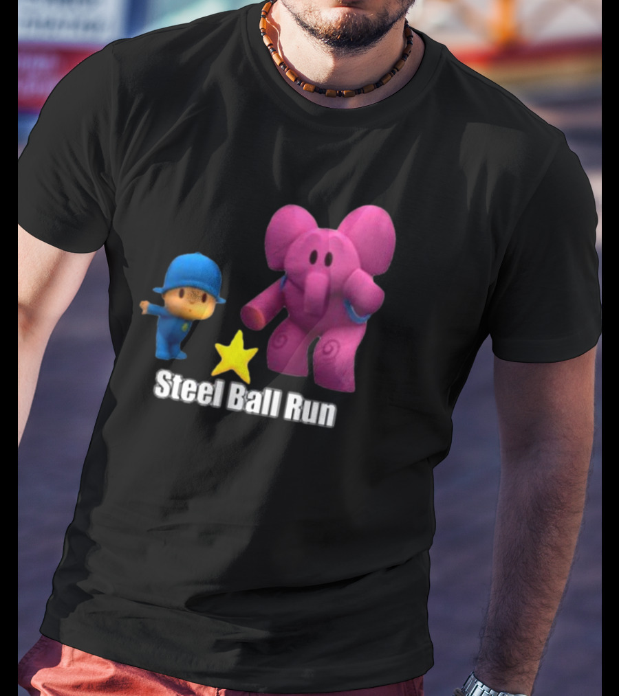 Pocoyo And Pink Elephant Star Steel Ball Run T-Shirt