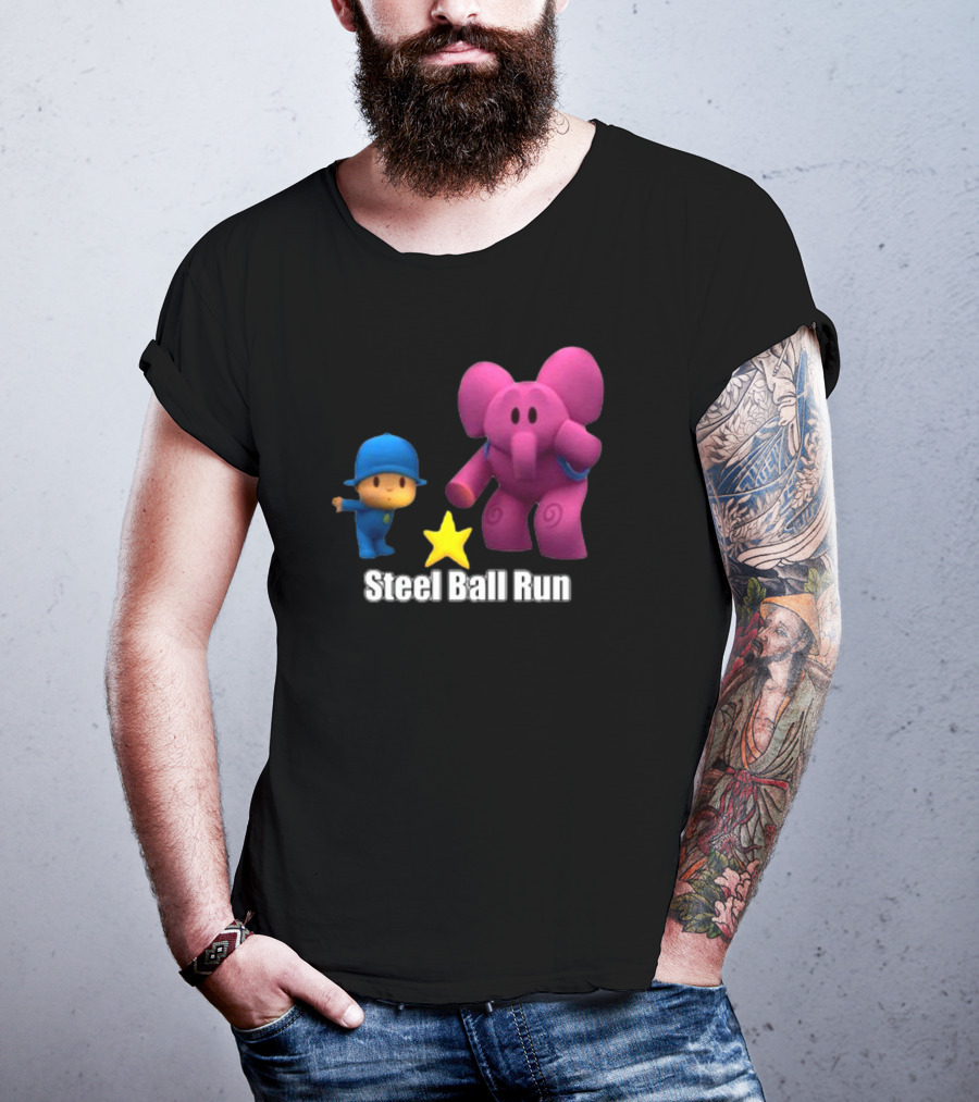 Pocoyo And Pink Elephant Star Steel Ball Run T-Shirt