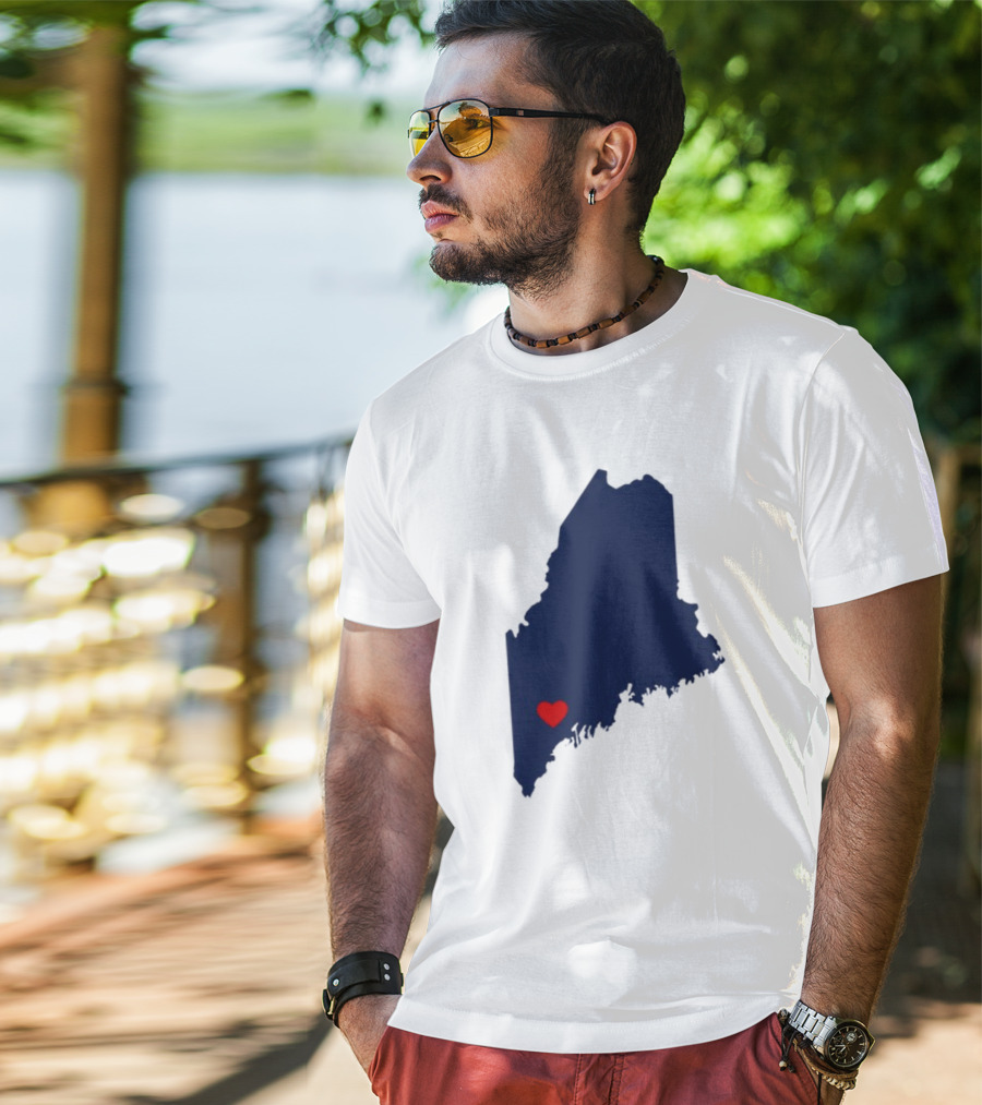 Lewiston Strong Maine Heart Map T-Shirt