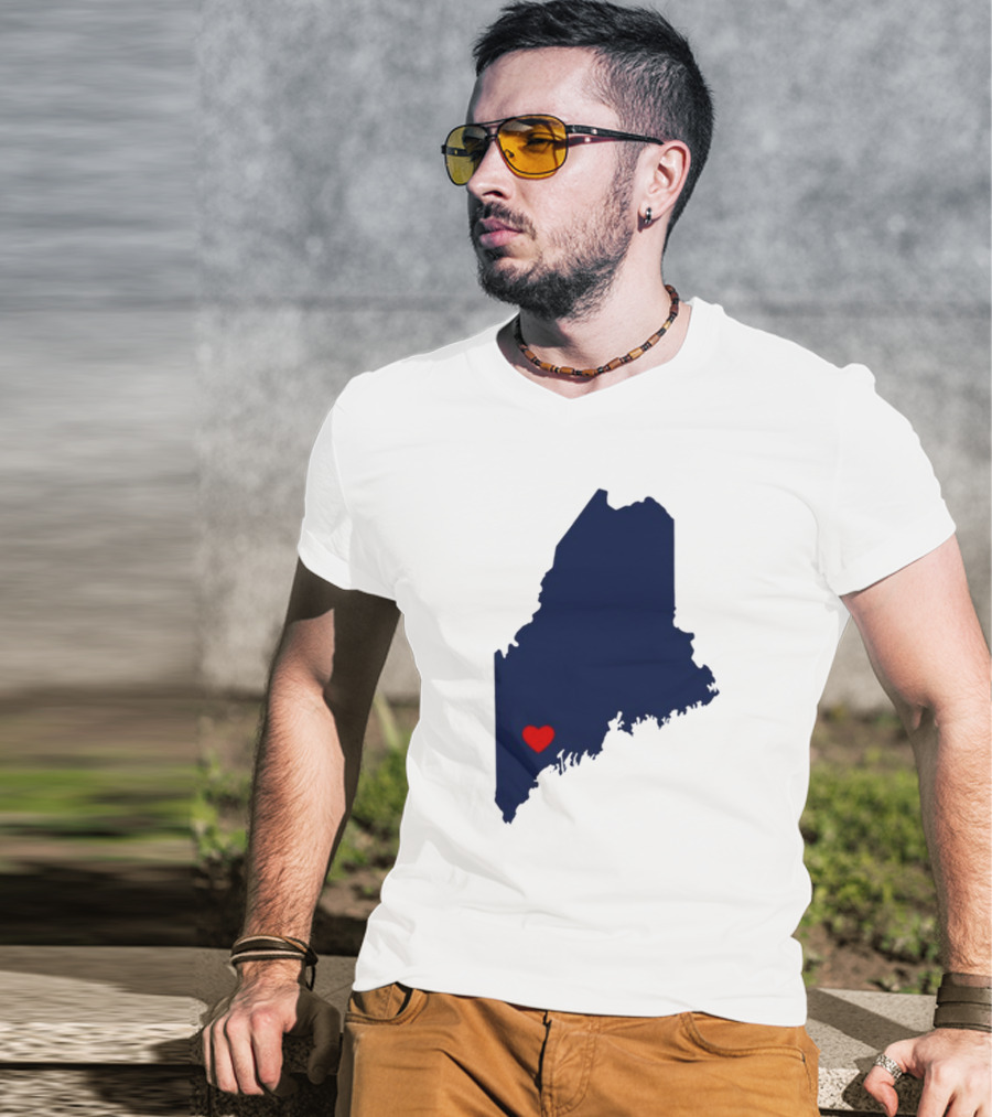 Lewiston Strong Maine Heart Map T-Shirt
