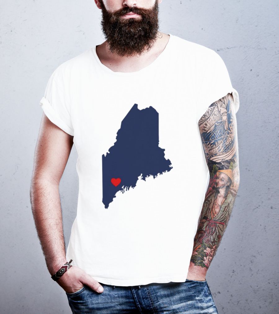 Lewiston Strong Maine Heart Map T-Shirt