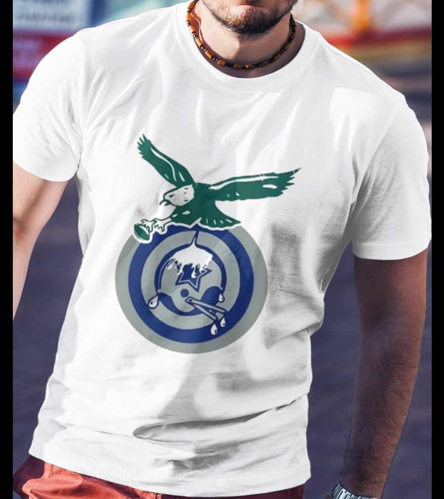 Philadelphia Eagles Bird Dropping Football On Dallas Cowboys Star T-Shirt
