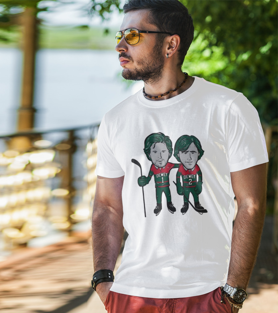 Minnesota Wild Meet The Deweys Sotastick Dewey 1 Dewey 2 Hockey Players T-Shirt