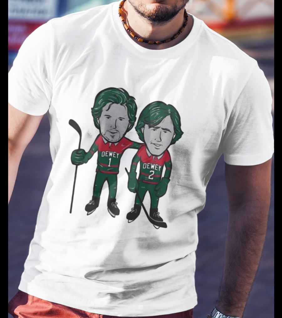 Minnesota Wild Meet The Deweys Sotastick Dewey 1 Dewey 2 Hockey Players T-Shirt
