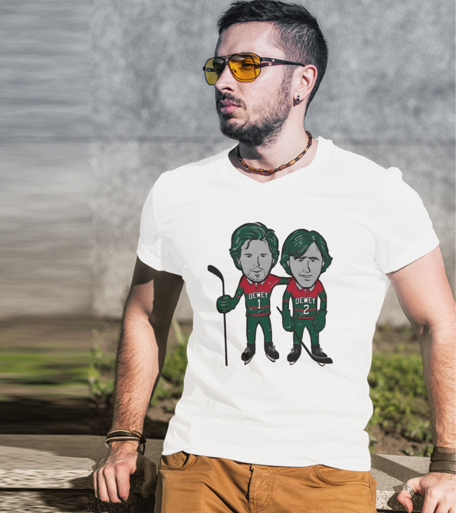 Minnesota Wild Meet The Deweys Sotastick Dewey 1 Dewey 2 Hockey Players T-Shirt