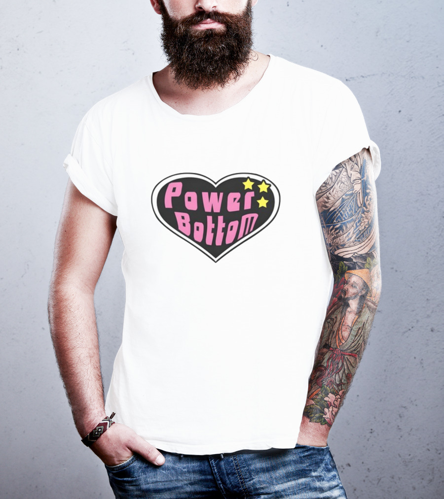 Power Bottom Heart Three Stars T-Shirt