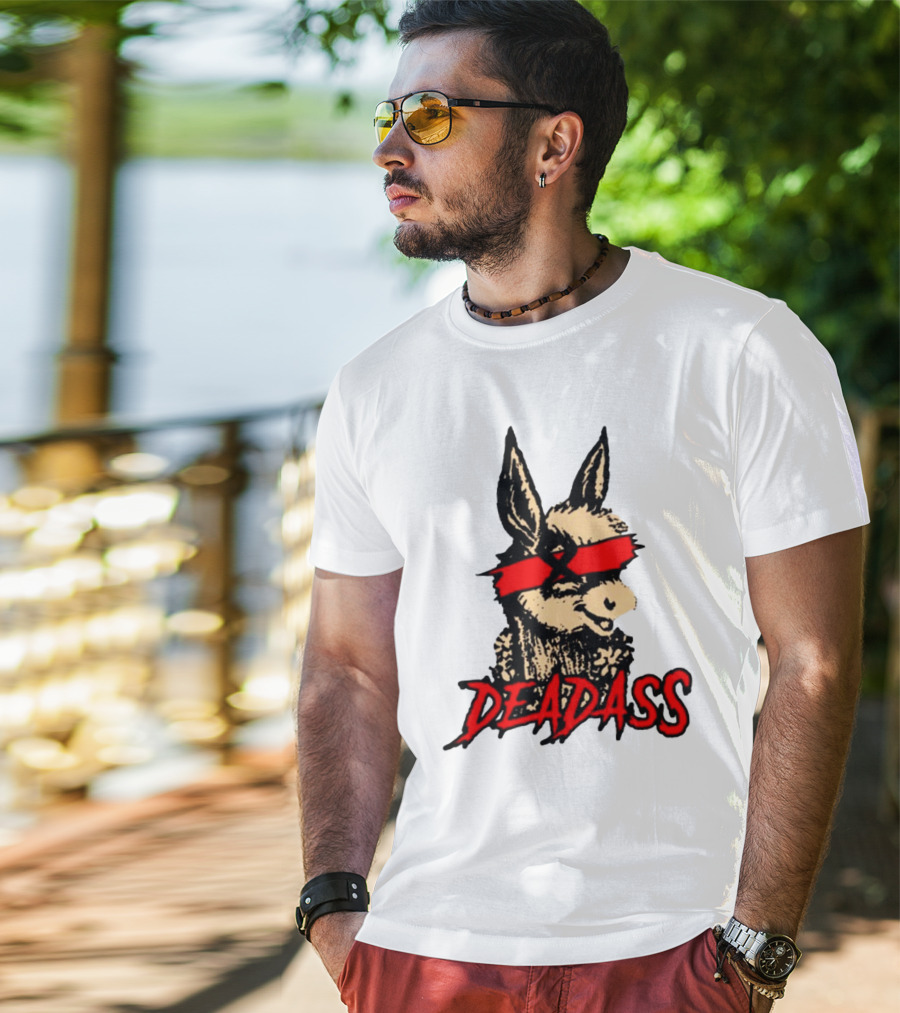 Deadass Red Blindfold Cartoon Donkey T-Shirt