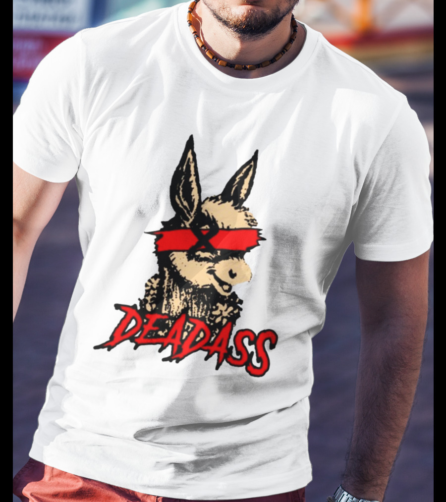 Deadass Red Blindfold Cartoon Donkey T-Shirt