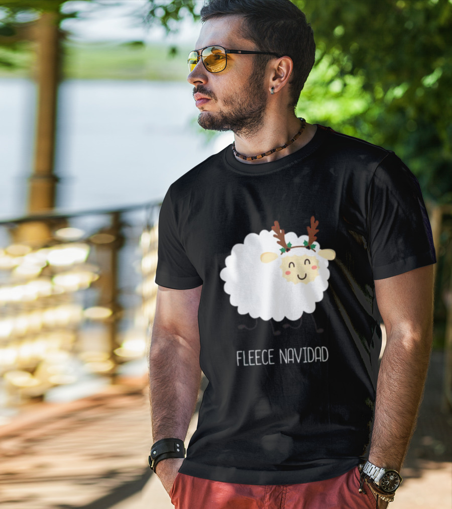 Fleece Navidad Christmas Sheep With Antlers T-Shirt