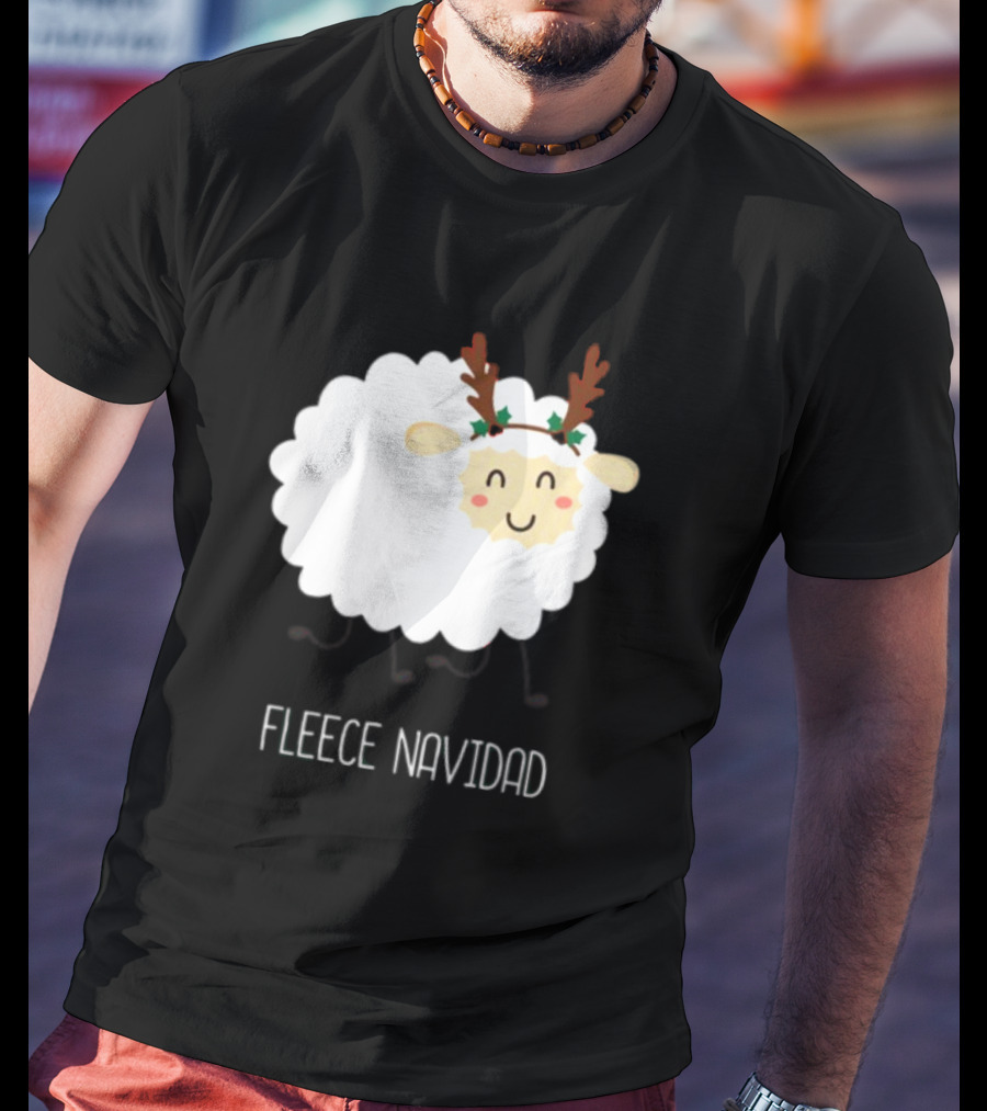Fleece Navidad Christmas Sheep With Antlers T-Shirt