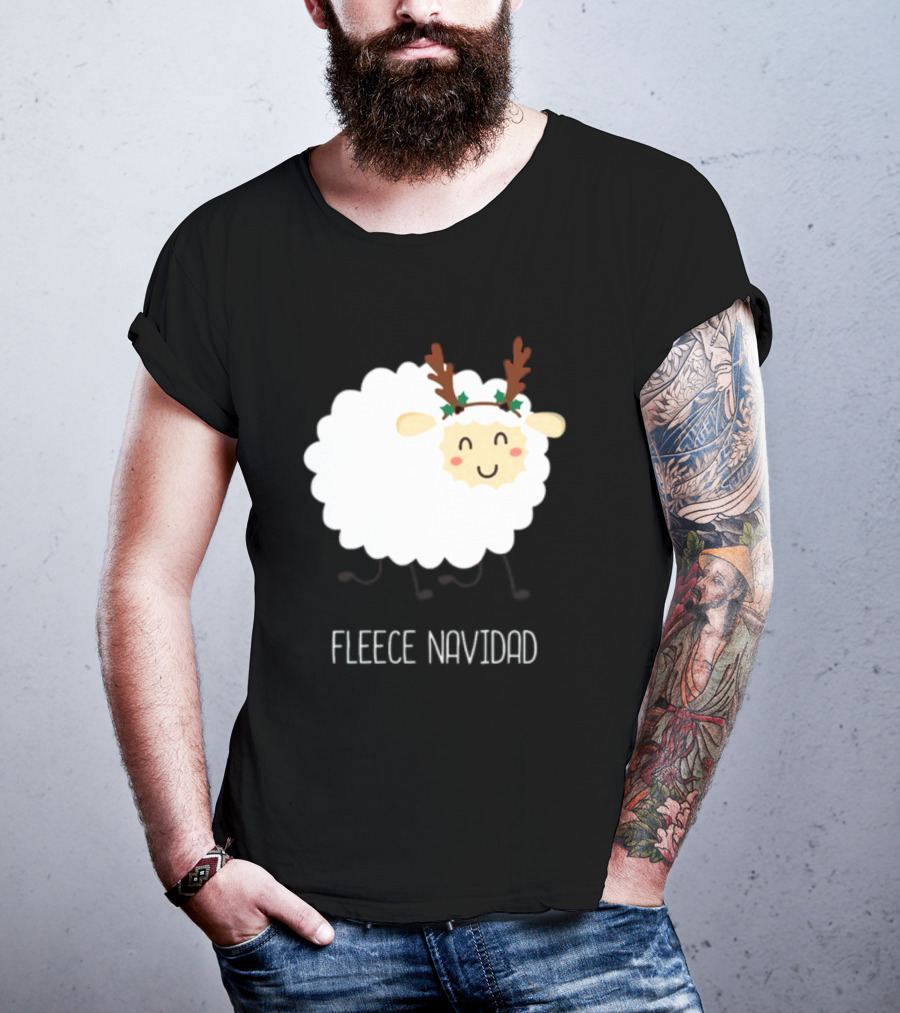 Fleece Navidad Christmas Sheep With Antlers T-Shirt