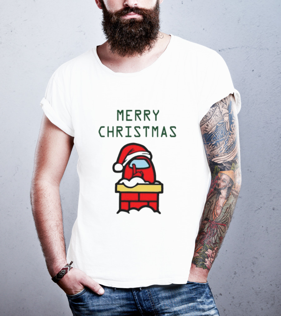 Among Us Santa Red Merry Christmas Chimney Crewmate T-Shirt