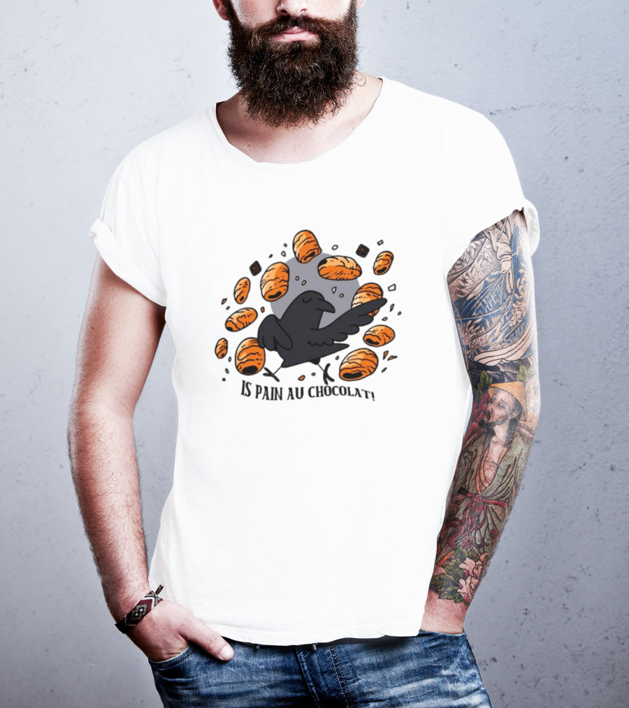 Bird Surrounded By Pain Au Chocolat Pastries T-Shirt