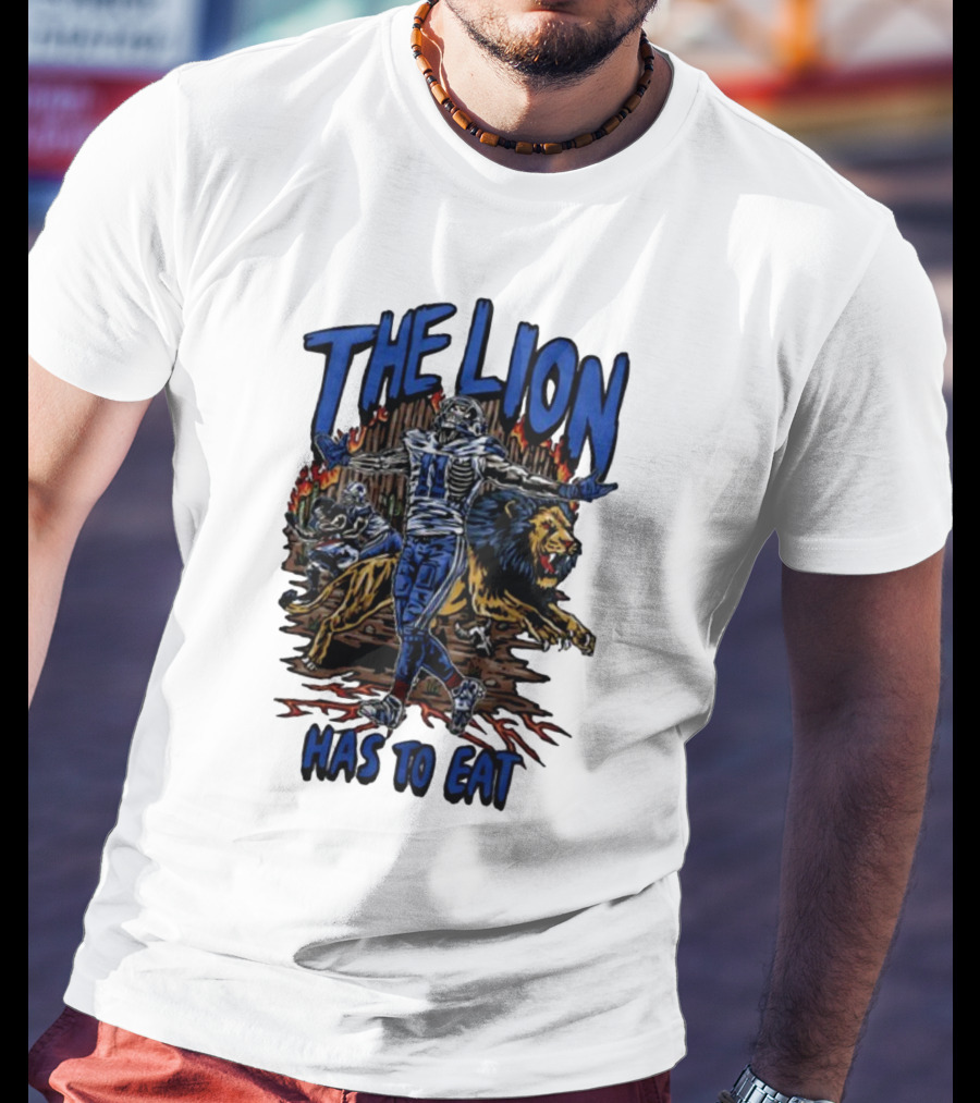 The Lion Has To Eat Retros Themed Football Warrior T-Shirt