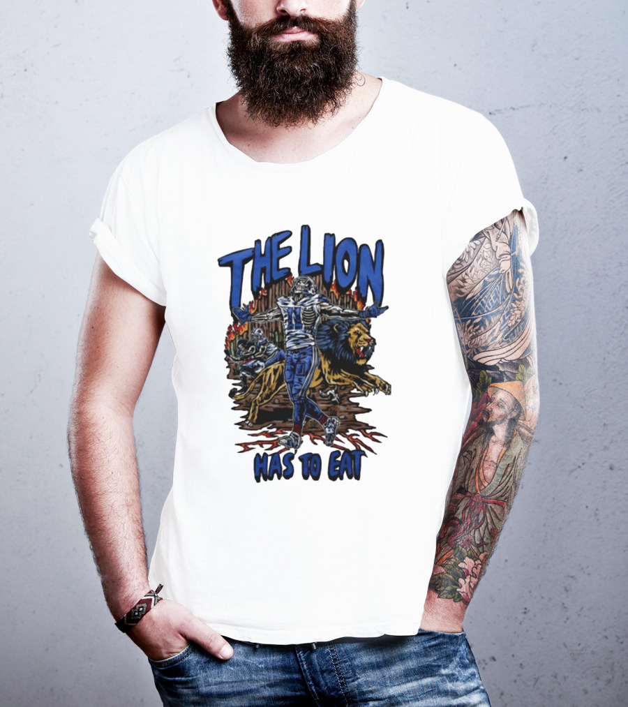 The Lion Has To Eat Retros Themed Football Warrior T-Shirt