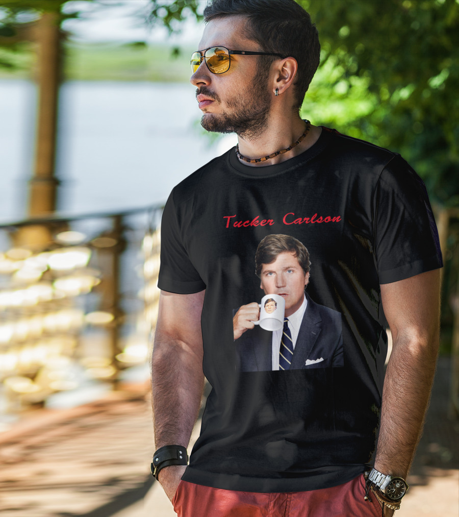 Tucker Carlson Drinking From A Personalized Mug T-Shirt