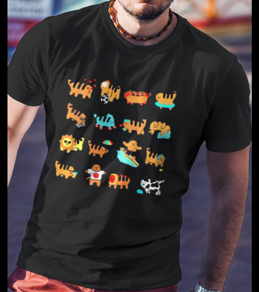 Cheese Puff Tiger Soccer Football Sushi Surfing Cow Pool Sun Tiger T-Shirt