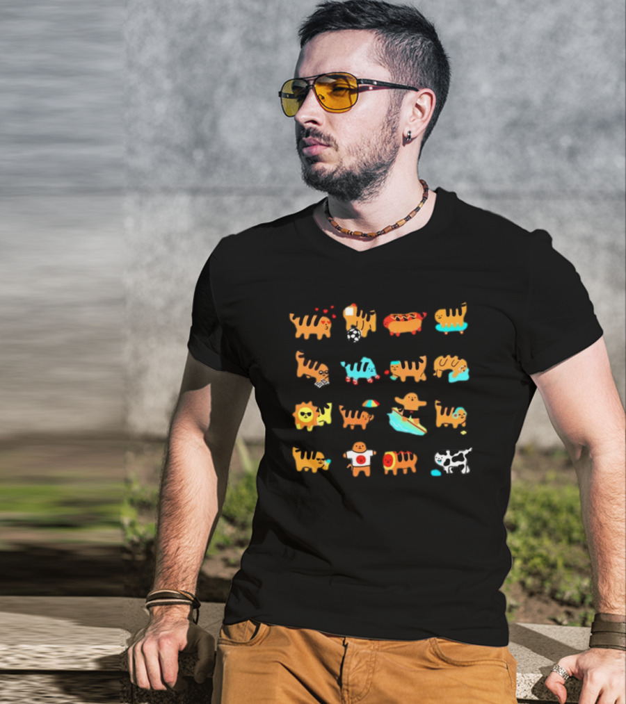 Cheese Puff Tiger Soccer Football Sushi Surfing Cow Pool Sun Tiger T-Shirt