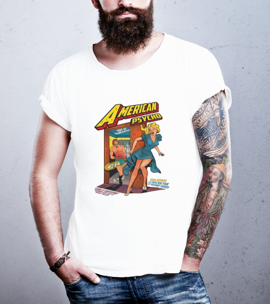 American Psycho Comic Style Chase Vintage T-Shirt