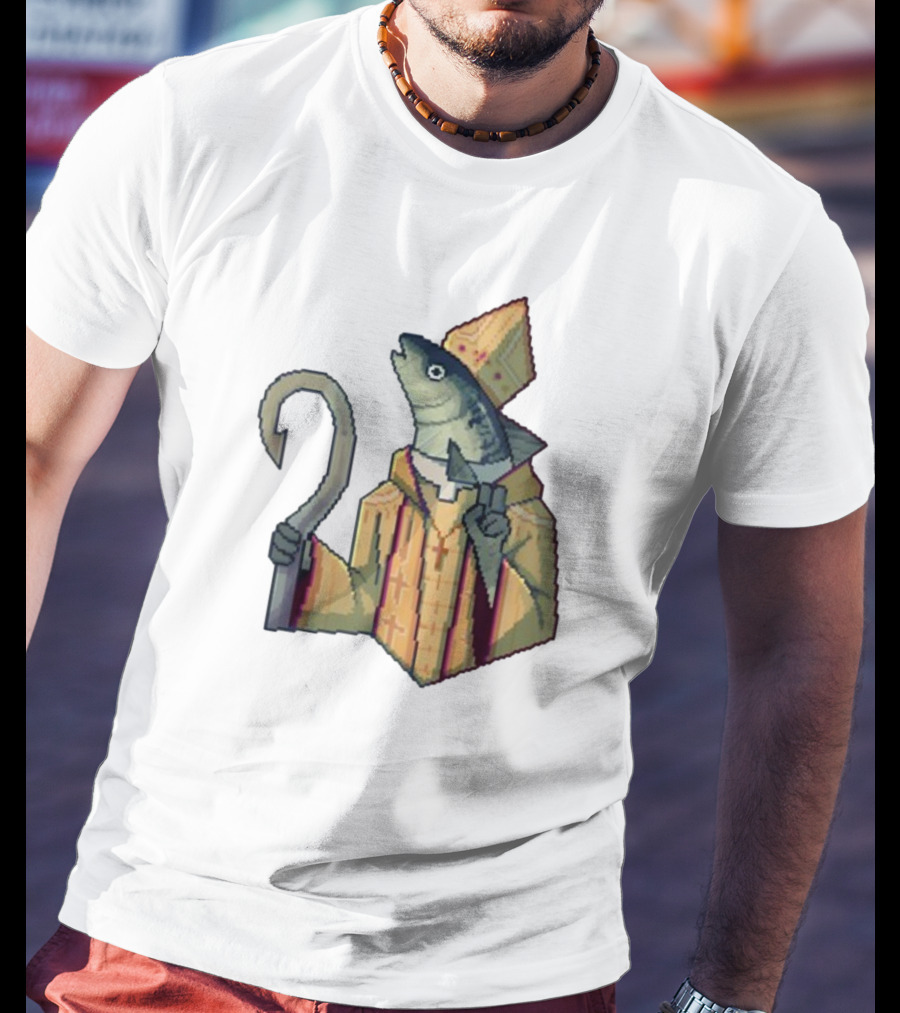 May Could Be With You Holy Mackerel Fish Bishop Pixel T-Shirt