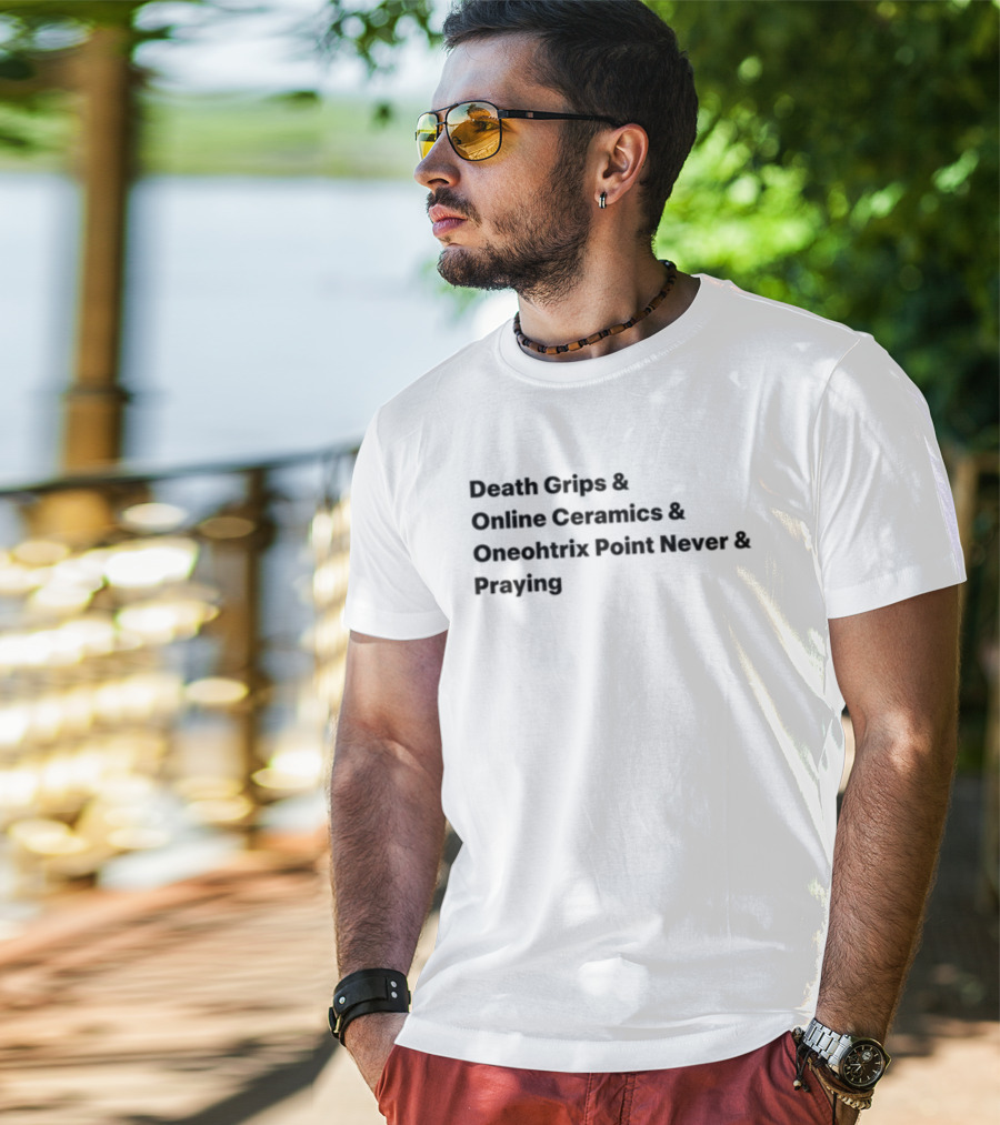 Death Grips Online Ceramics Oneohtrix Point Never Praying Collaborative T-Shirt