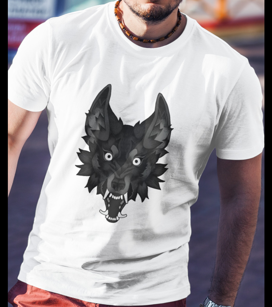 Snarling Wolf Head Monochrome T-Shirt