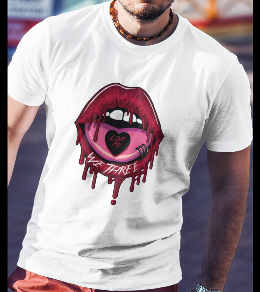 We Three Love Me Dripping Lips Heart Tattoo T-Shirt