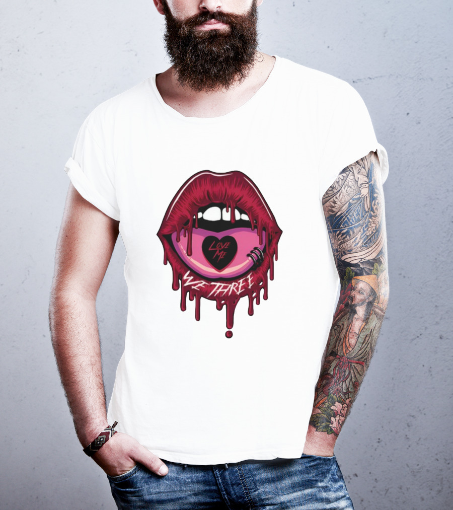 We Three Love Me Dripping Lips Heart Tattoo T-Shirt